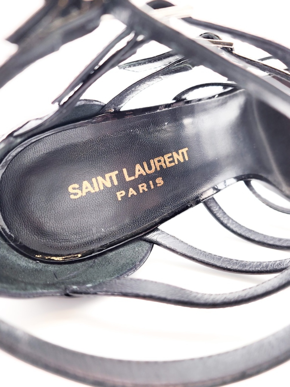 Saint Laurent Strappy Buckle Black Patent Leather Heels EU 37.5 - Picture 6 of 9